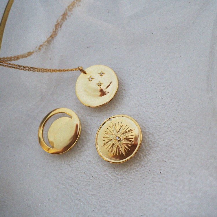 Naszyjnik Księżyc/Słońce - złoty