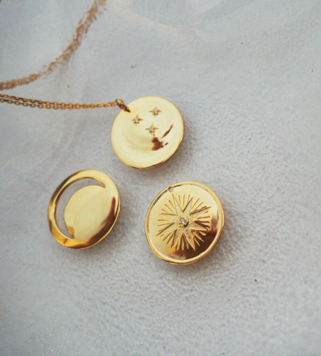 Naszyjnik Księżyc z gwiazdkami - różowe złoto