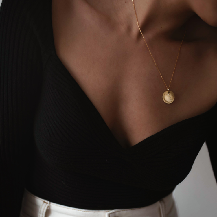 Naszyjnik Księżyc z gwiazdkami - różowe złoto