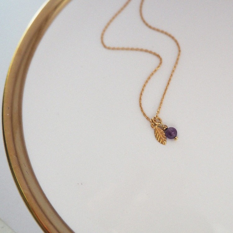 Naszyjnik Ametysk&listek