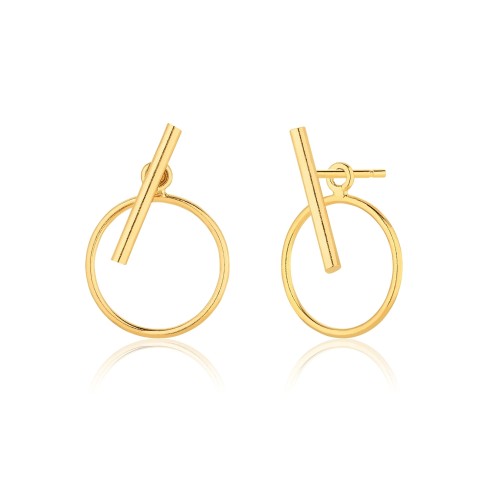 Kolczyki srebrne pozłacane - koła modułowe