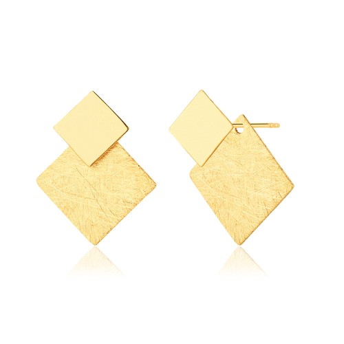 Kolczyki srebrne złocone - Kwadraty modułowe