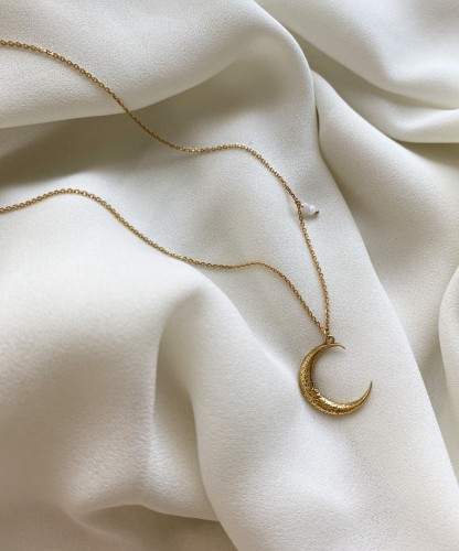 Naszyjnik srebrny pozłacany - księżyc
