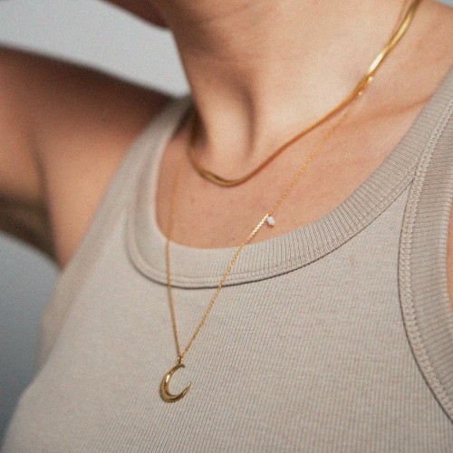 Naszyjnik srebrny pozłacany - księżyc