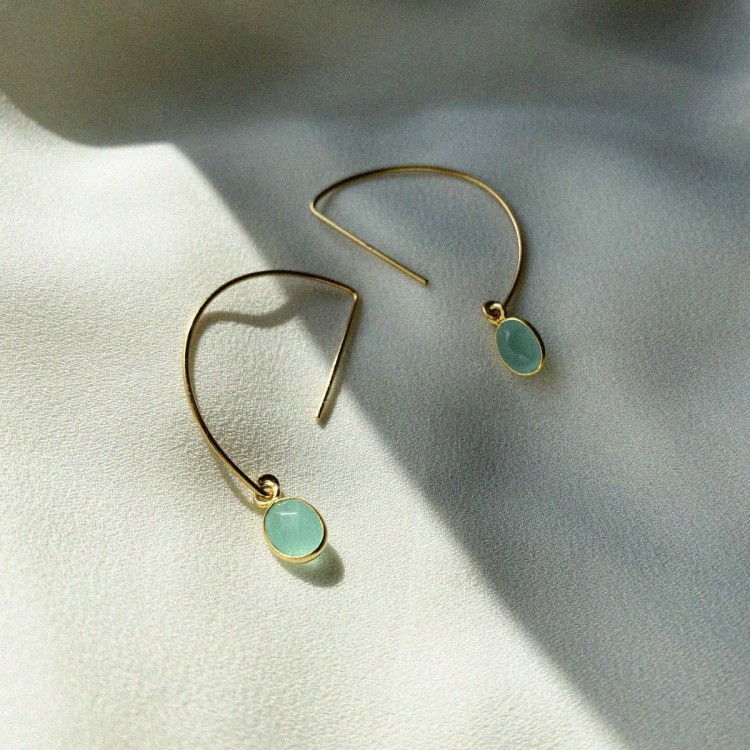 Kolczyki srebrne pozłacane - Stay Simple no. 21 Chalcedon