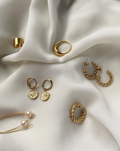 Nausznica srebrna złocona - blaszka no. 2