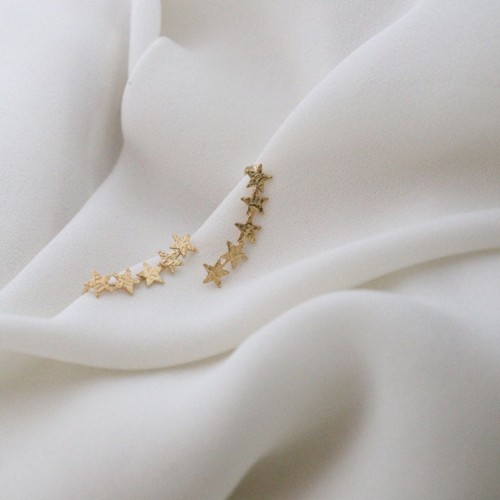 Kolczyki srebrne pozłacane - nausznice gwiazdki no. 2