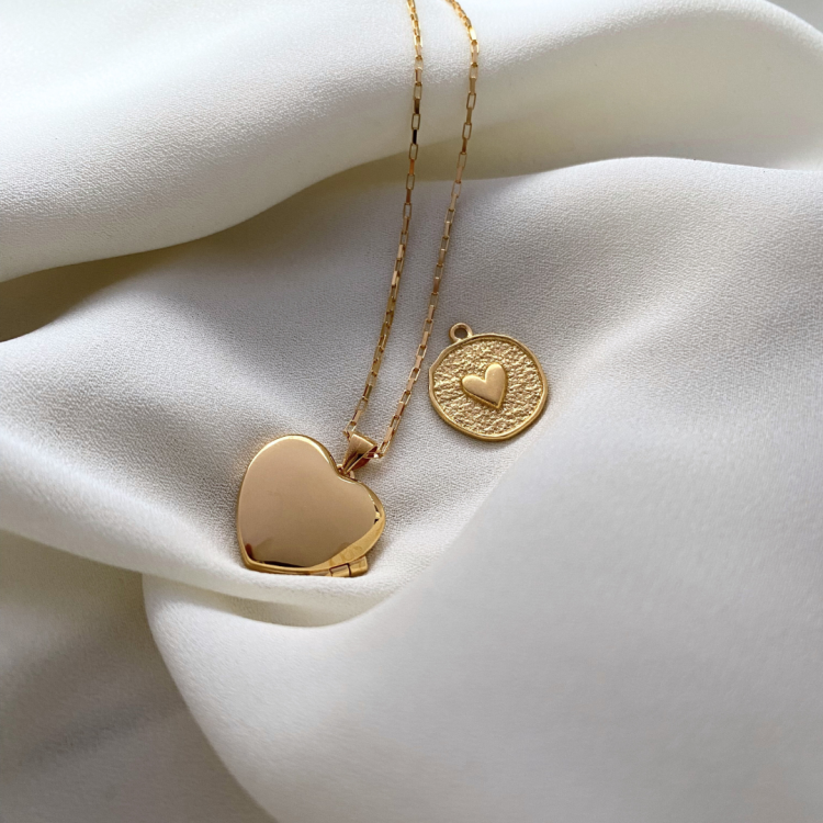 Naszyjnik srebrny pozłacany - Serce sekretnik/puzderko