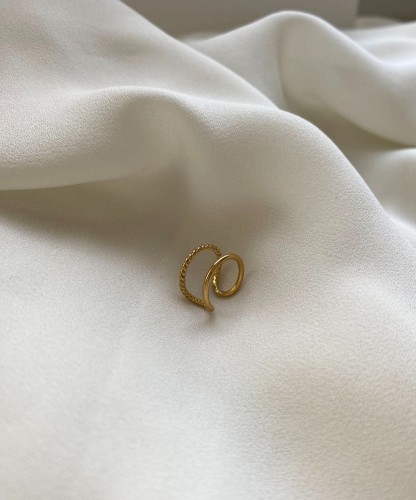 Nausznica srebrna pozłacana - double