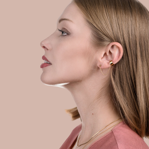 Kolczyk Kuleczka z Nausznicą no. 2 | Srebro 925 Pozłacane | La Tienne