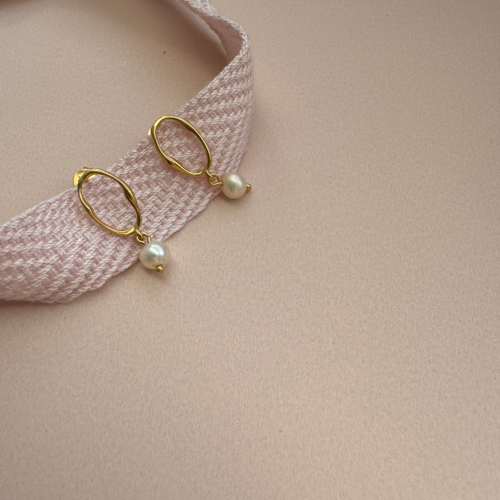 Kolczyki z perłą no. 6 - srebro złocone