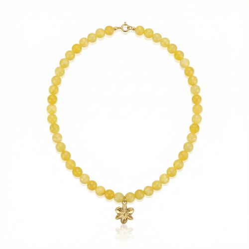 naszyjnik z kamieni natoralnych z kwiatem