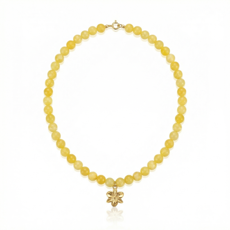 naszyjnik z kamieni natoralnych z kwiatem