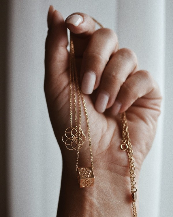 Naszyjnik srebrny pozłacany - Kwiat Życia